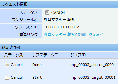 キャンセルステータス表示