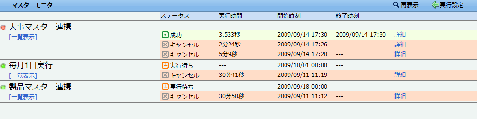 スケジュールごとの一覧画面