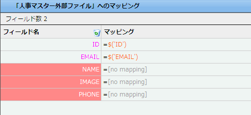 不正な出力フィールドの一括削除の結果