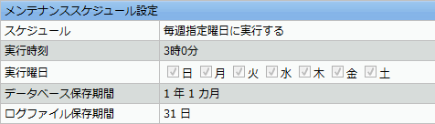 メンテナンススケジュール設定